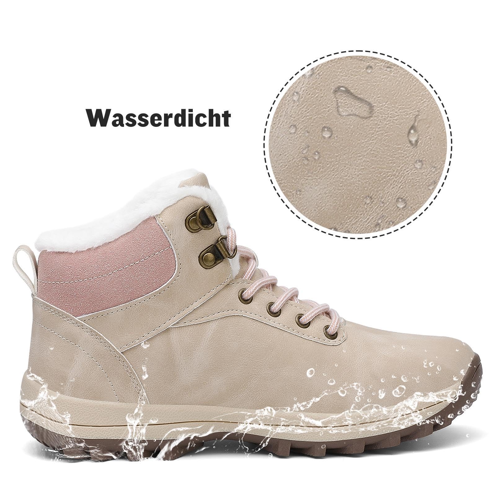 Mishansha Scarpe Uomo Donna Invernali Impermeabili Antiscivolo Stivaletti Invernali con Pelo, Gr.36-48
