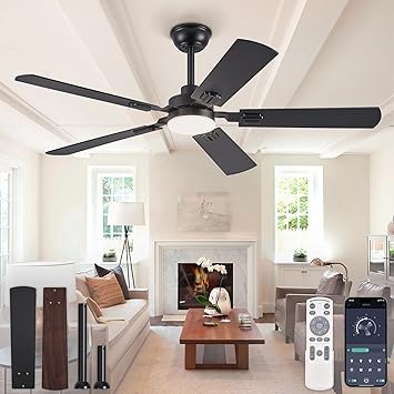 40% off: ZMISHIBO 52" Ceiling Fans with Lights, Black Modern Ceiling Fan with Remote, Farmhouse Indoor Ceiling …