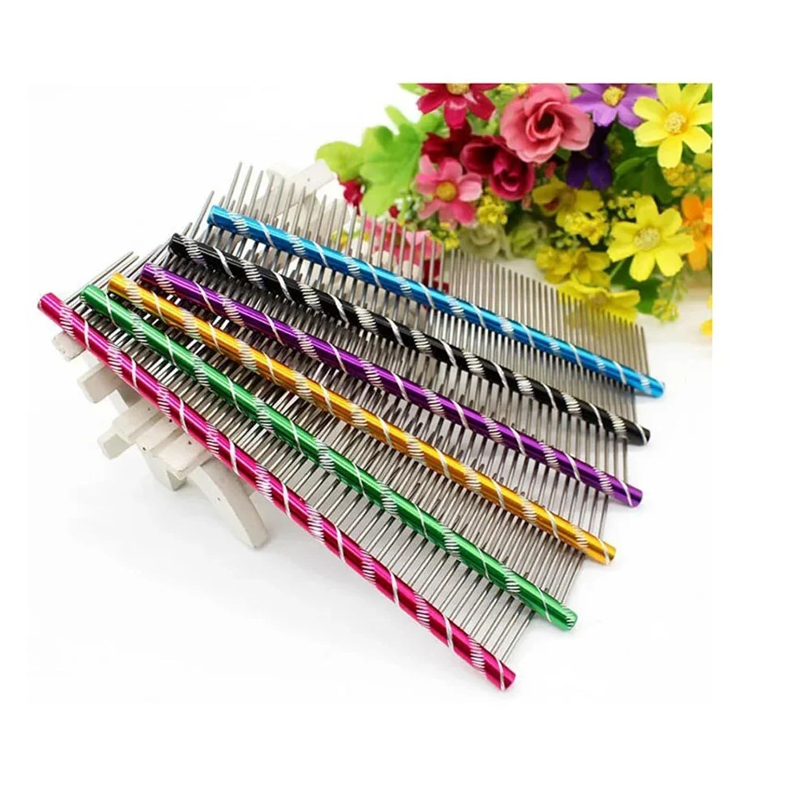 Generisch 10 Stück 19 cm/16 cm Haustier-Hundekamm, Heller, bunter Streifen, Fellpflege for zotteliges Friseurwerkzeug(16cm)