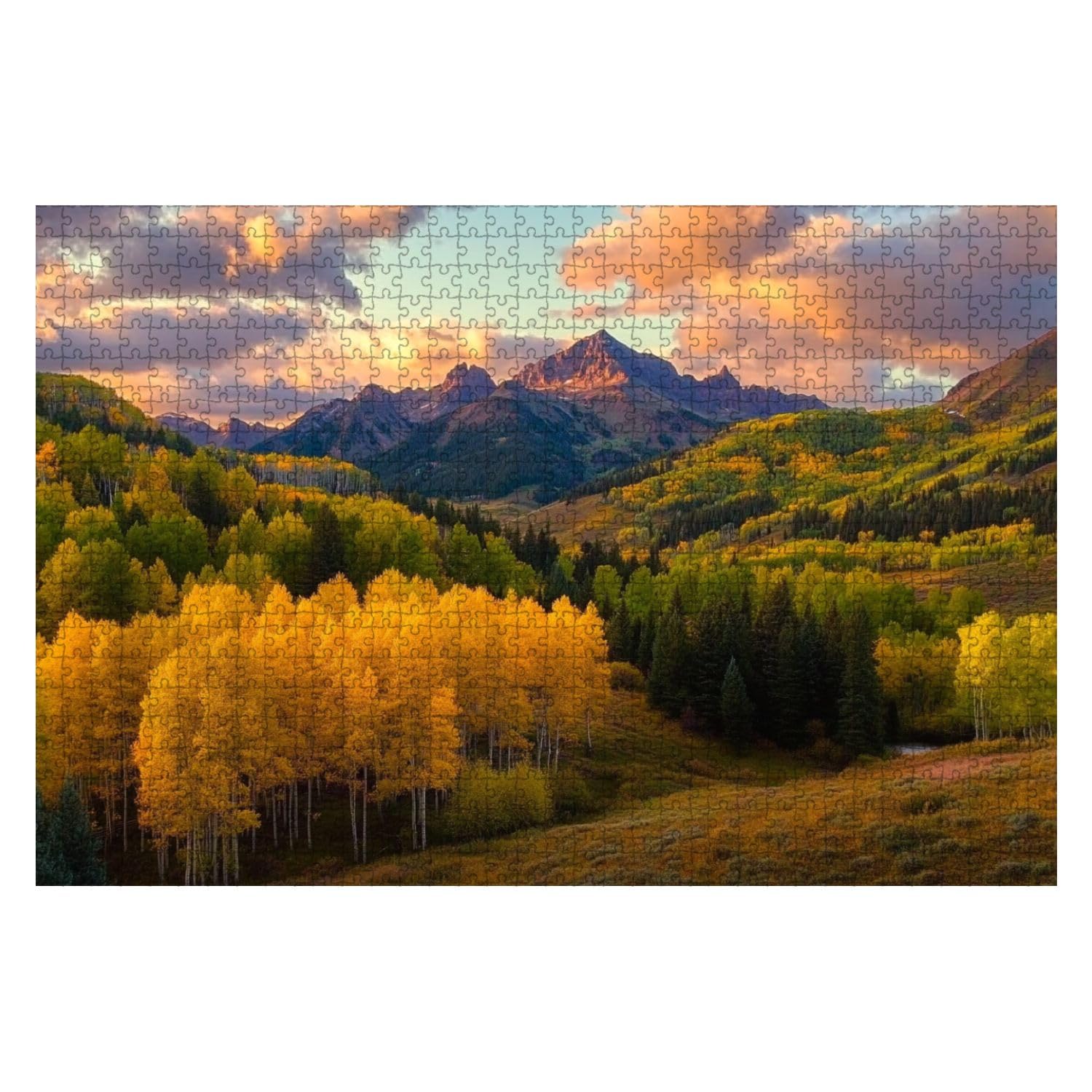 Jigsaw Puzzles for Adult Fall Season Along Valley Below Mt Sneffels San Juan Mountain Puzzle Game for Family Wooden Puzzle Educational Games Puzzles for Home Decor 500 Pieces