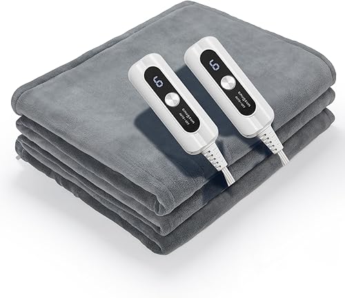 Manta térmica de doble controlador, tamaño Queen de 84 x 90 pulgadas, manta eléctrica de franela de microfelpa, manta térmica suave y antibolitas, disponible en Yaxa Mexico