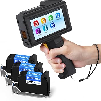 JC01 Handheld Inkjet Printer with 3 Fast Dry Black Ink for Batch Code Date Lot Number Print on Plastic Carton Wood Metal