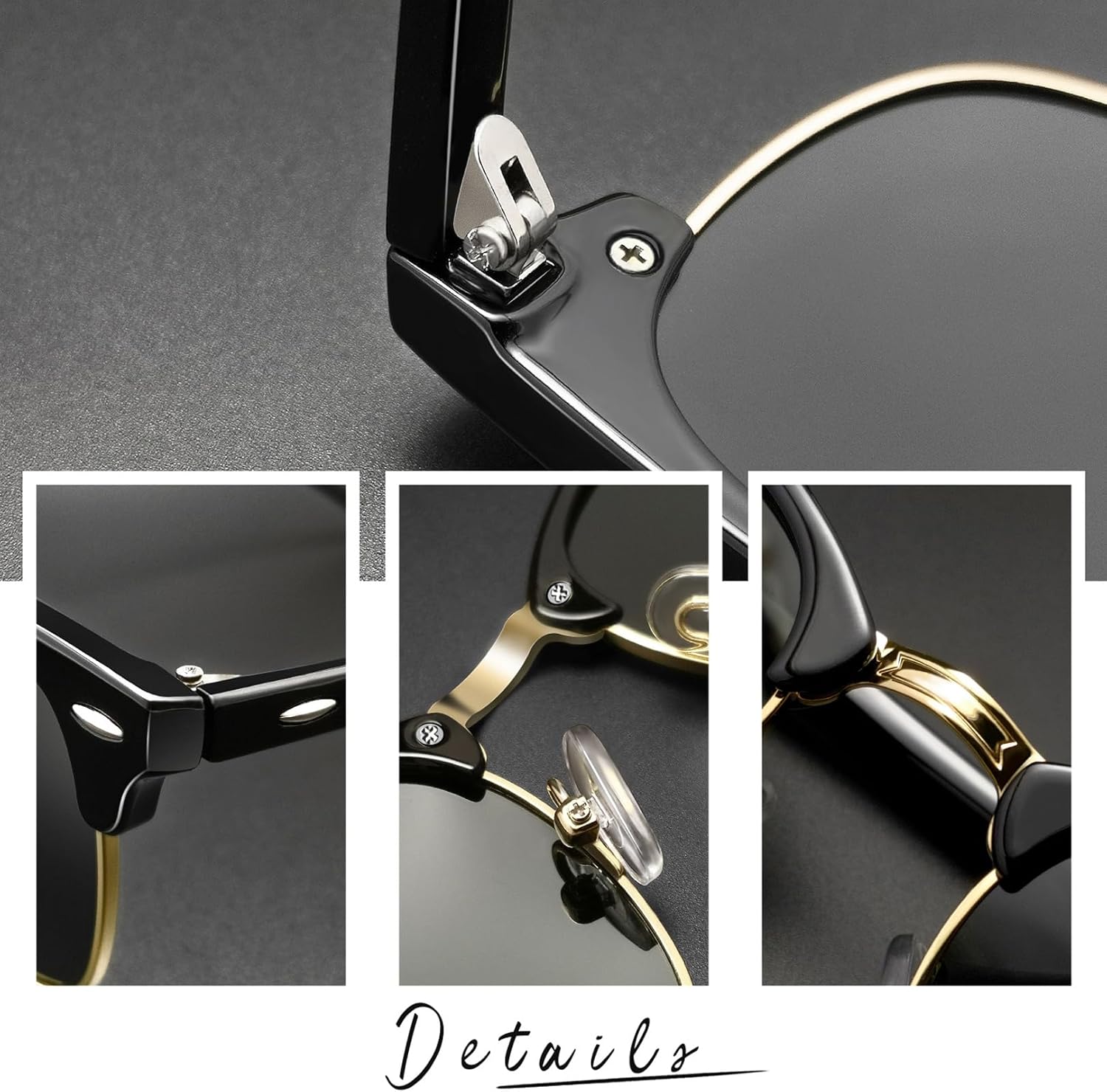 Joopin Vintage Sunglasses Half Frame Sun Glasses Polarized UV Protection Browline Shades for Women Men - Image 5