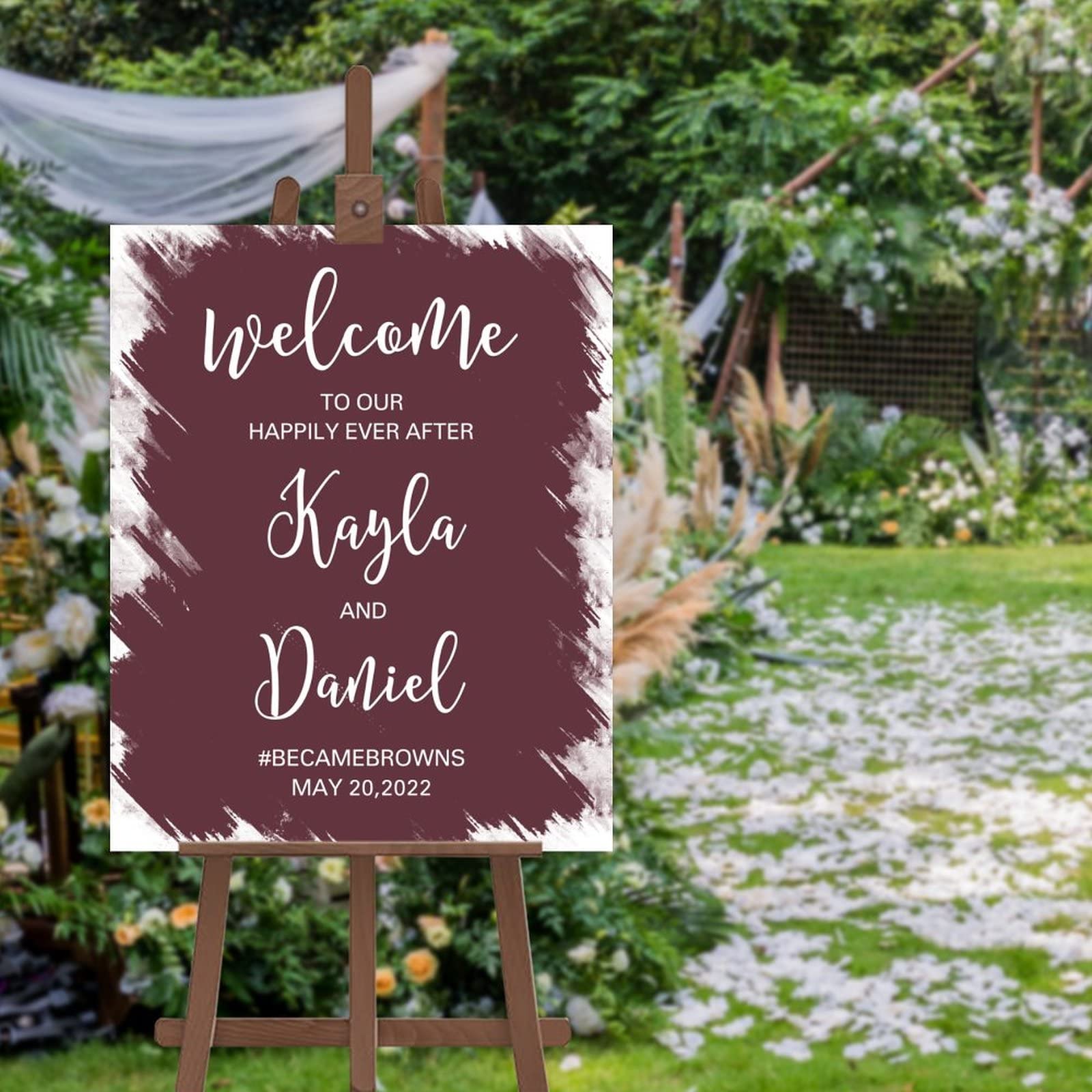 Panneau de bienvenue bois sur mesure Welcome to Our Happily Ever After de haute qualité