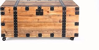 12 Blue Sofa Living Room Decor Ideas That Pop 57 Industrial Vintage Trunk Coffee Table with Wheels - Natural Reclaimed Wo...