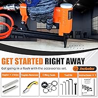 Vista 5 de KAMSIN KN7116 - Grapadora neumática para tapicería, pistola de grapas de alambre fino, kit de grapadora con 10000 piezas de longitud de pierna de 38
