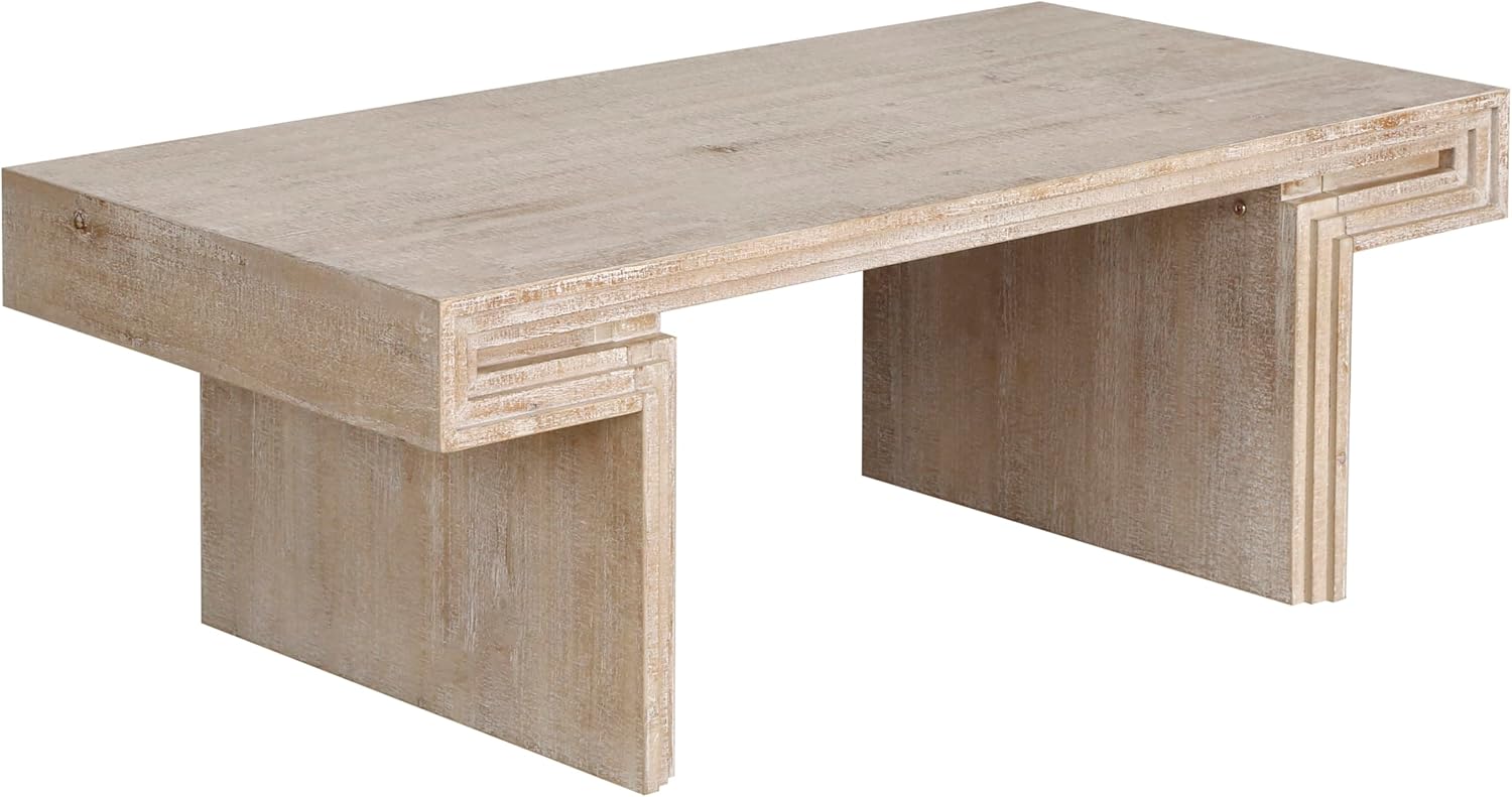 48" Farmhouse Coffee Table Rustic Rectangular Coffee Tables with Double-Tier Structure Mid Century Modern Wood Center Table Cocktail Tea Table for Living Room,Office,Easy Assembly,Antique Natural