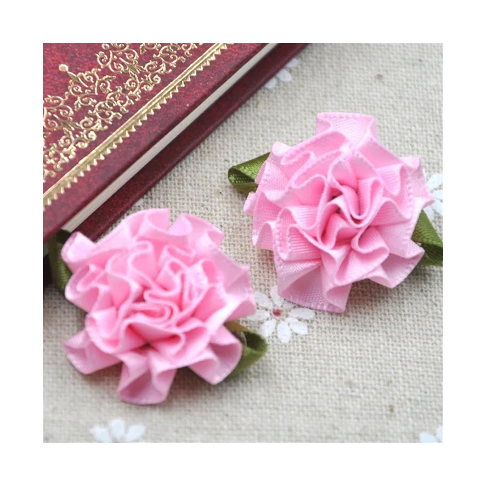 LOVSSU Fabric Flowers 40pcs U Pick Ribbon Flower Carnation Appliques Sewing/craft/wedding Lots(Color 09)