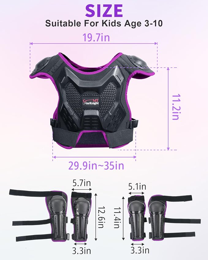 Conjunto protector infantil motocross azul y morado miniatura 8