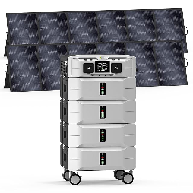 IEE SP5000 Solar Generator 5000W 10 24kWh Power Station with 2x500W Solar Panels 5 AC Outlets 9000W Surge