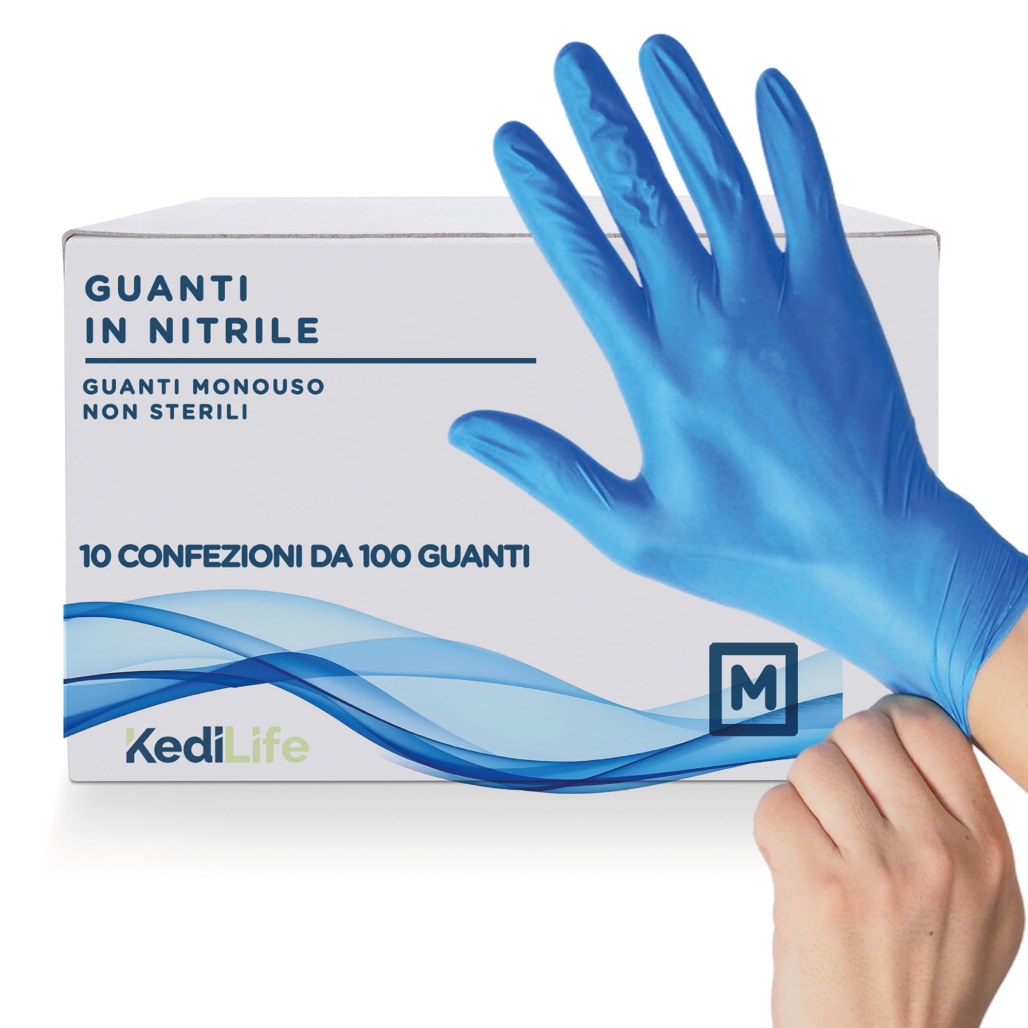 Gants en Nitrile Bleu M - Carton 1000 Gants Jetables Non Poudrés, Sans Latex, Résistants - Gants d’Examen en Nitrile Multiusage Professionnel