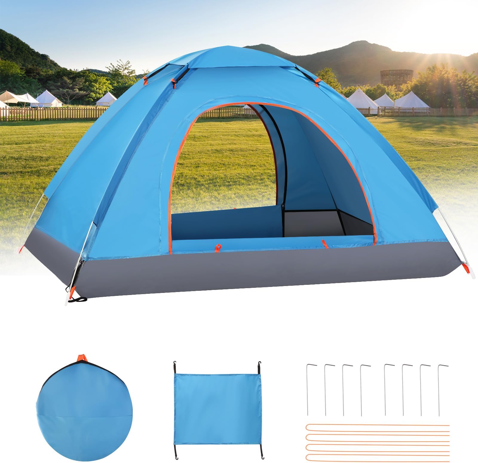 Lishetimig Camping Tent,Automatic 2-3 Man Person Instant Tent,Pop Up Tent, Lightweight, Waterproof, Easy Set Up for Outdoor Camping, Hiking, Mountaineering, Beach, Include Carry Bag