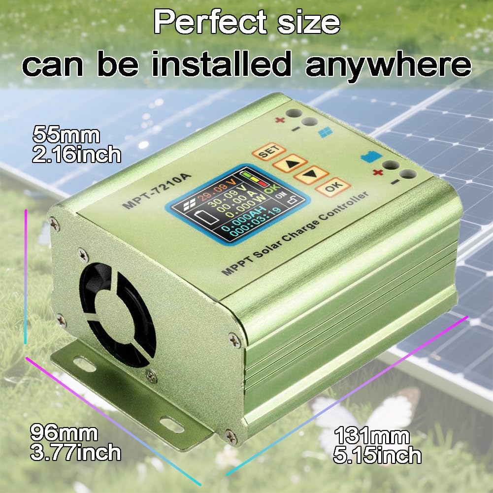 10A Solar Charge Controller Battery Solar Panel MPPT with LCD Display for 24/36/48/60/72 V Battery MPPT 7210A