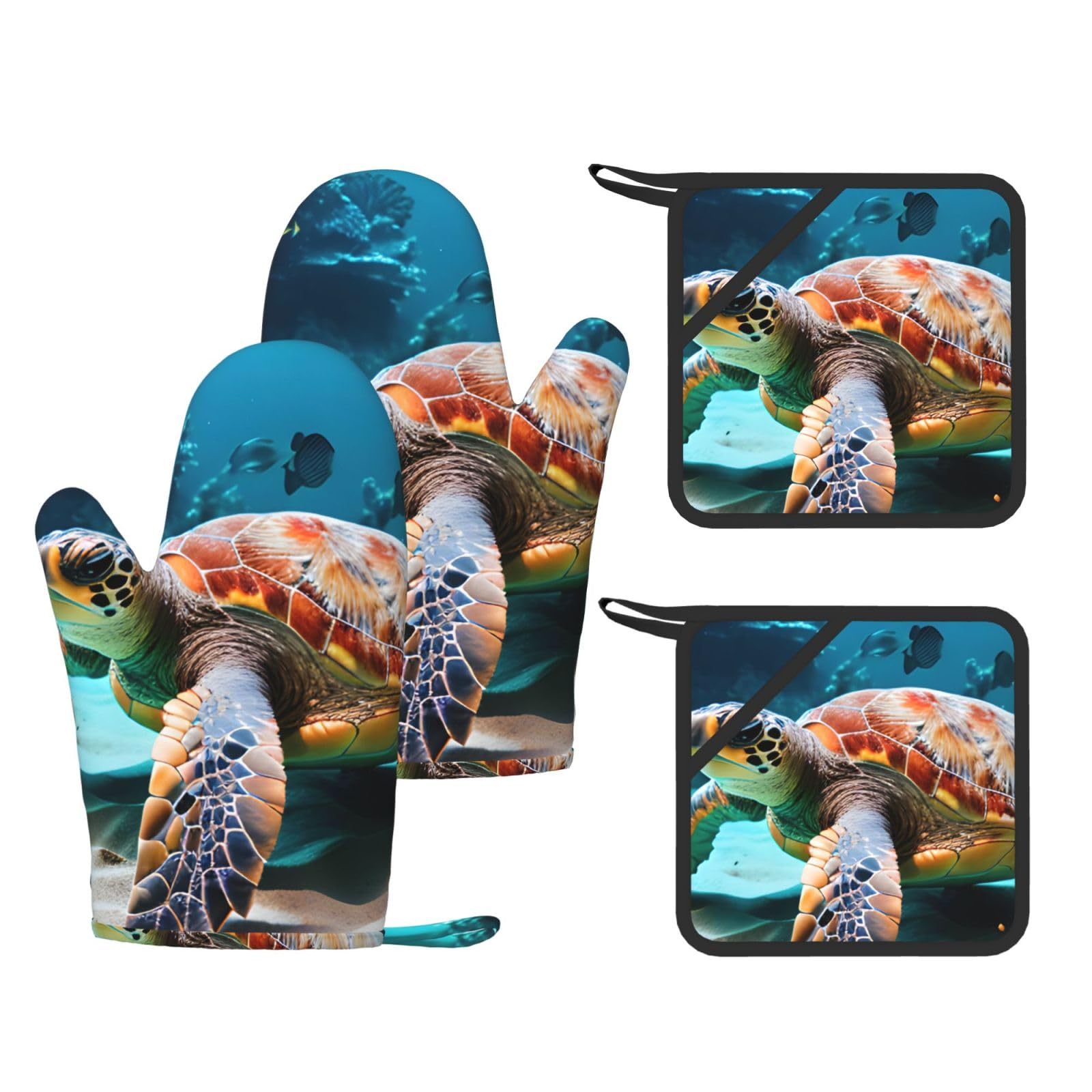 Gants résistants à la chaleur avec tortue de mer pour réussir vos barbecues et gratins en famille