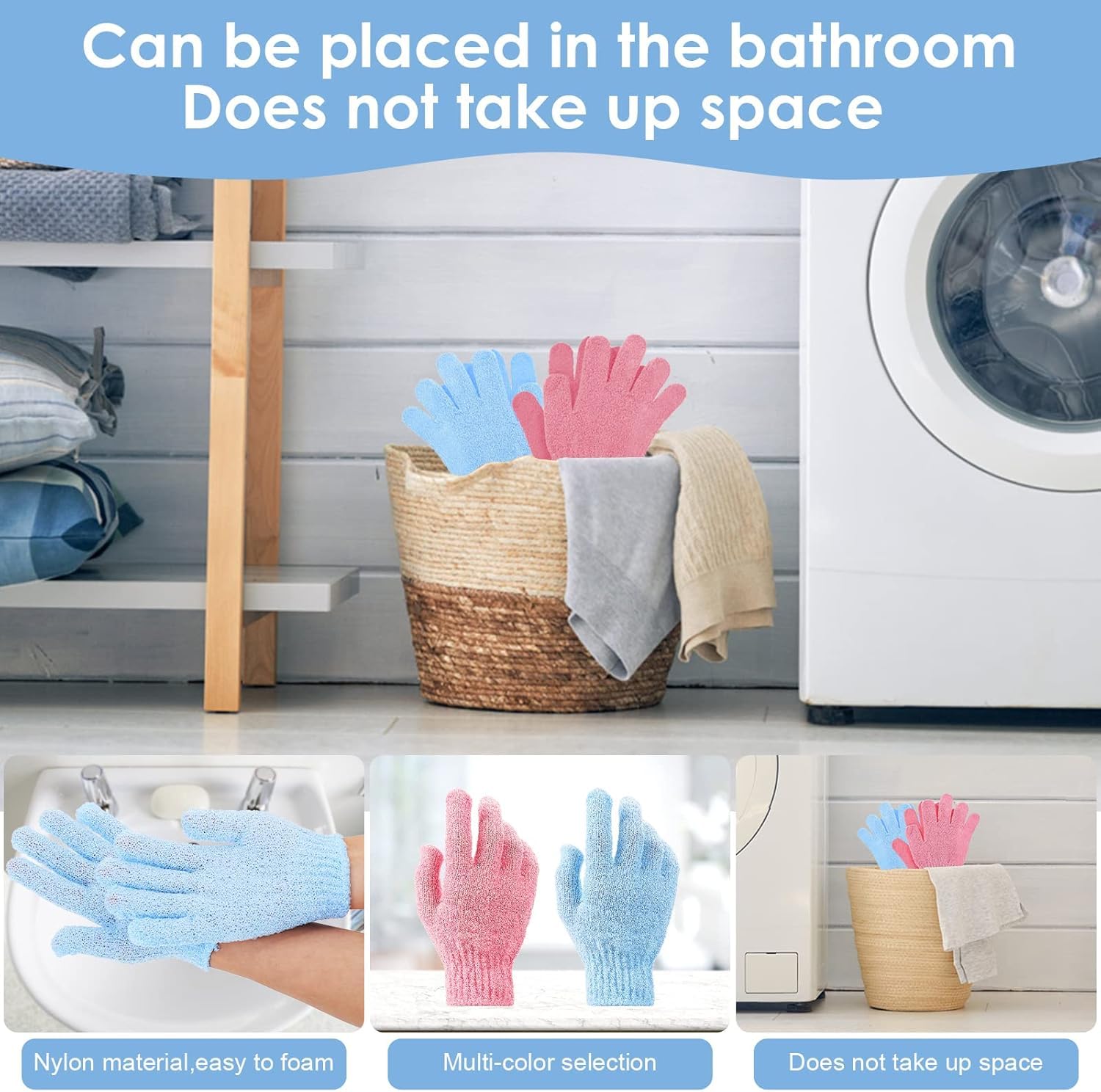 2 Pcs Exfoliating Loofah Bath Gloves – Deep Cleansing Shower Scrub Mitts for Men & Women – Reusable Body Exfoliator Gloves for Dead Skin Removal, Smooth & Glowing Skin - Image 5 thumbnail