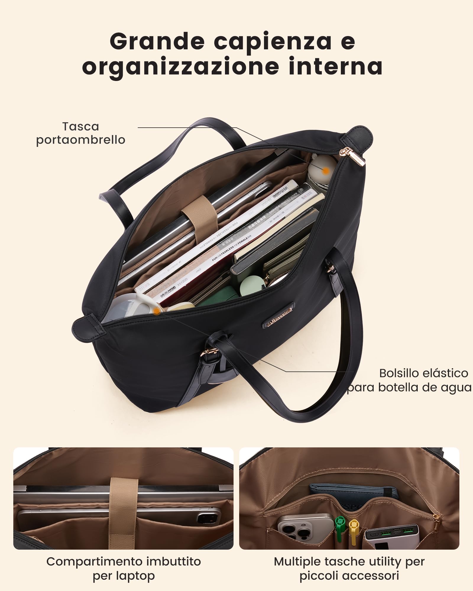 LOVEVOOK Bolso Mujer, Grande Shopper para Universitarias Uni Oficina Trabajo, Handbags for Women para 15,6pulg Ordenador Portátil, Profesora Bolsos Tote Bag Portadocumentos Bolsa de Hombro