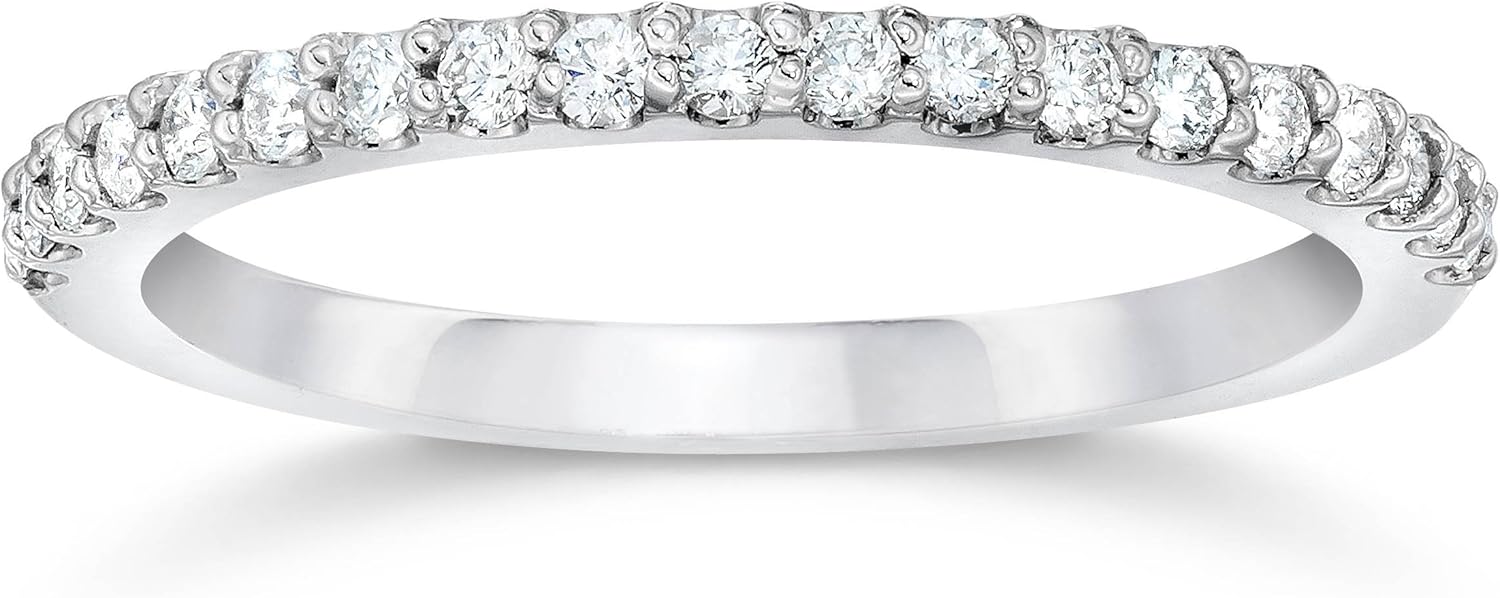 Pompeii3 Inc. 14 Karat Natural Diamond Ring .20CT Prong Set Anniversary Band 14K White Gold