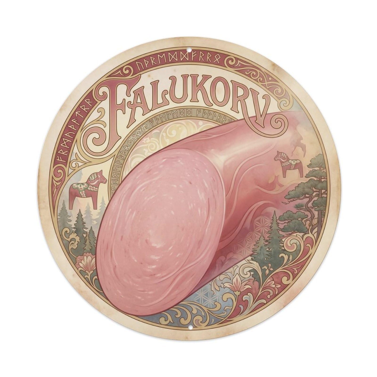 Swedish Falun Sausage Nordic Cuisine Travel Metal Tin Sign