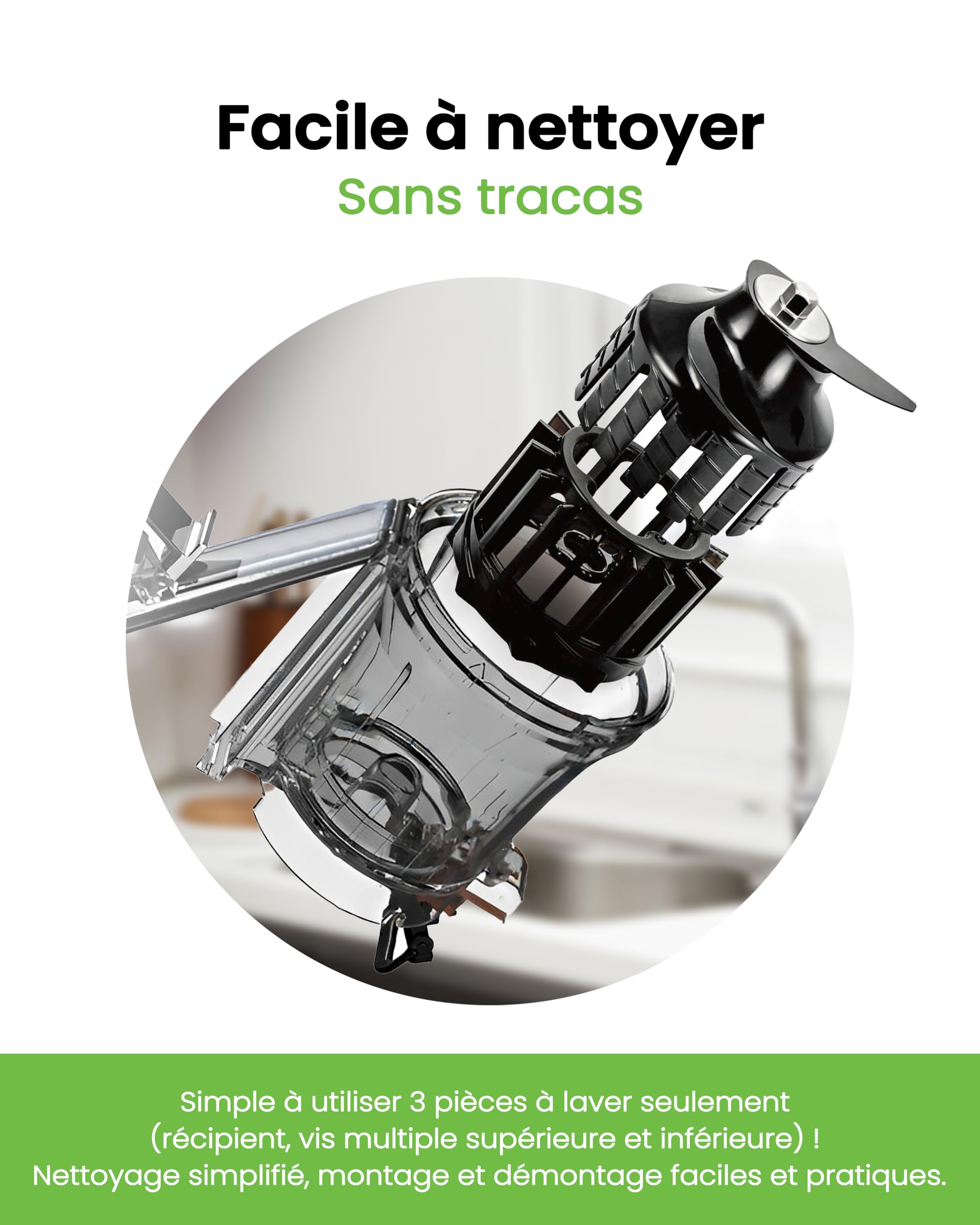 Hurom Extracteur de Jus Fruits et Légumes H400 | Centrifugeuse Extracteur de Jus Silencieux et Facile à Nettoyer | Sans BPA | Hopper 2L, Chamber 550ml