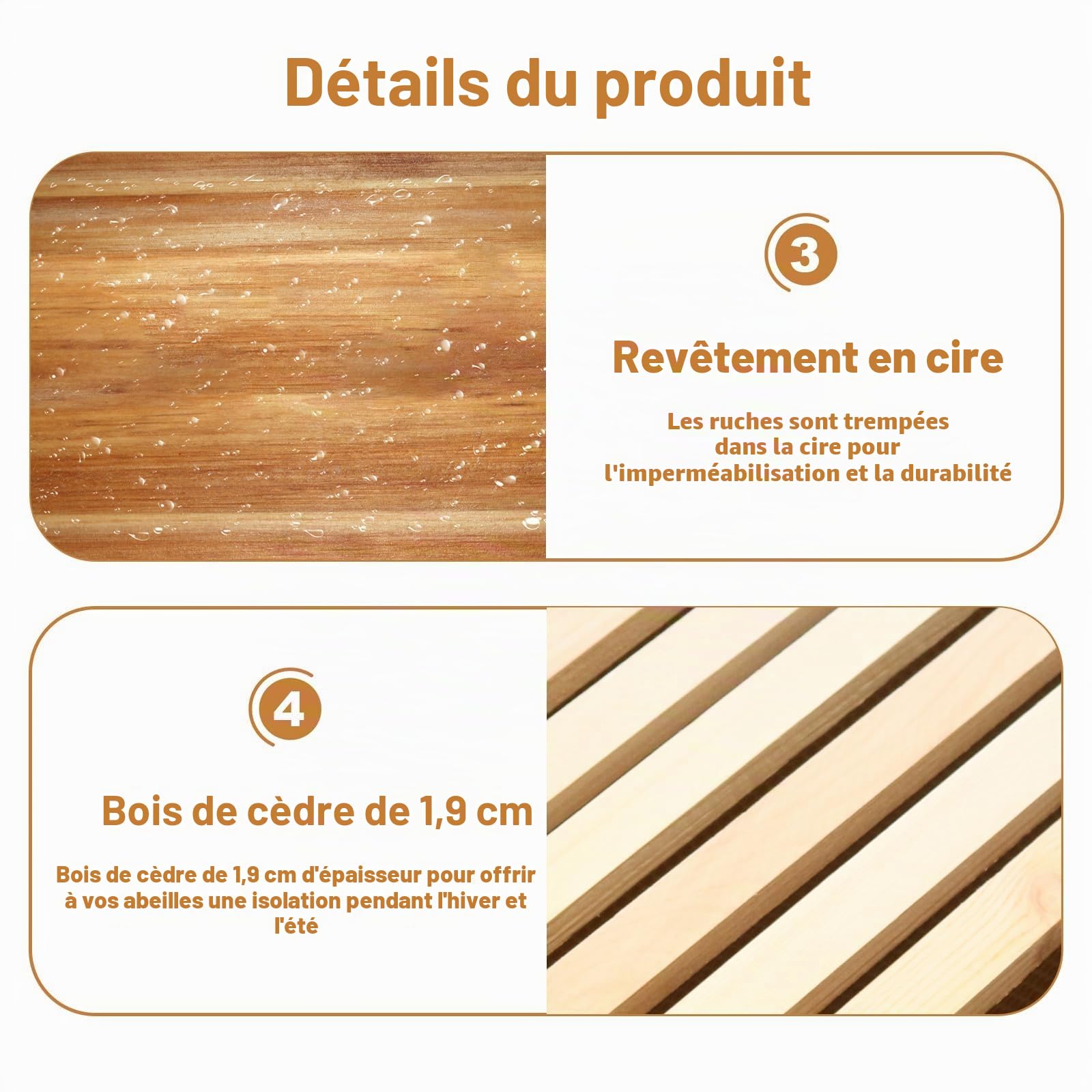 Garvee Kit complet ruche Langstroth 10 cadres pour apiculture – 2 corps profonds, 1 hausse moyenne, fenêtres acryliques, cadres et cires inclus – Bois de sapin traditionnel – Traditionnelle ruche en