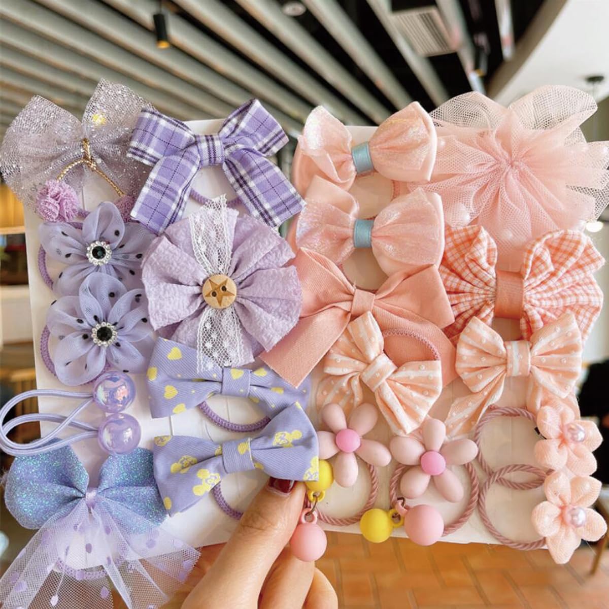 FZBNSRKO 44pcs Colorful Flower Hair Ties, Handmade Hair Bows Ties/Cute Girls Hair Tie/Colorful Elastic Kids Hair Ties for Baby Girls Infants Toddlers(Random Style, Mixed Style-1)