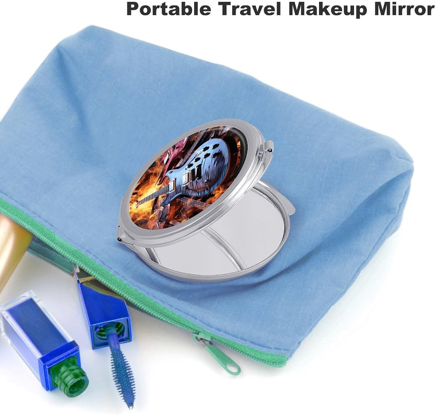 Magic Electric Guitar Music Compact Mirror 2x/1x Magnifying Makeup Mirror image 3
