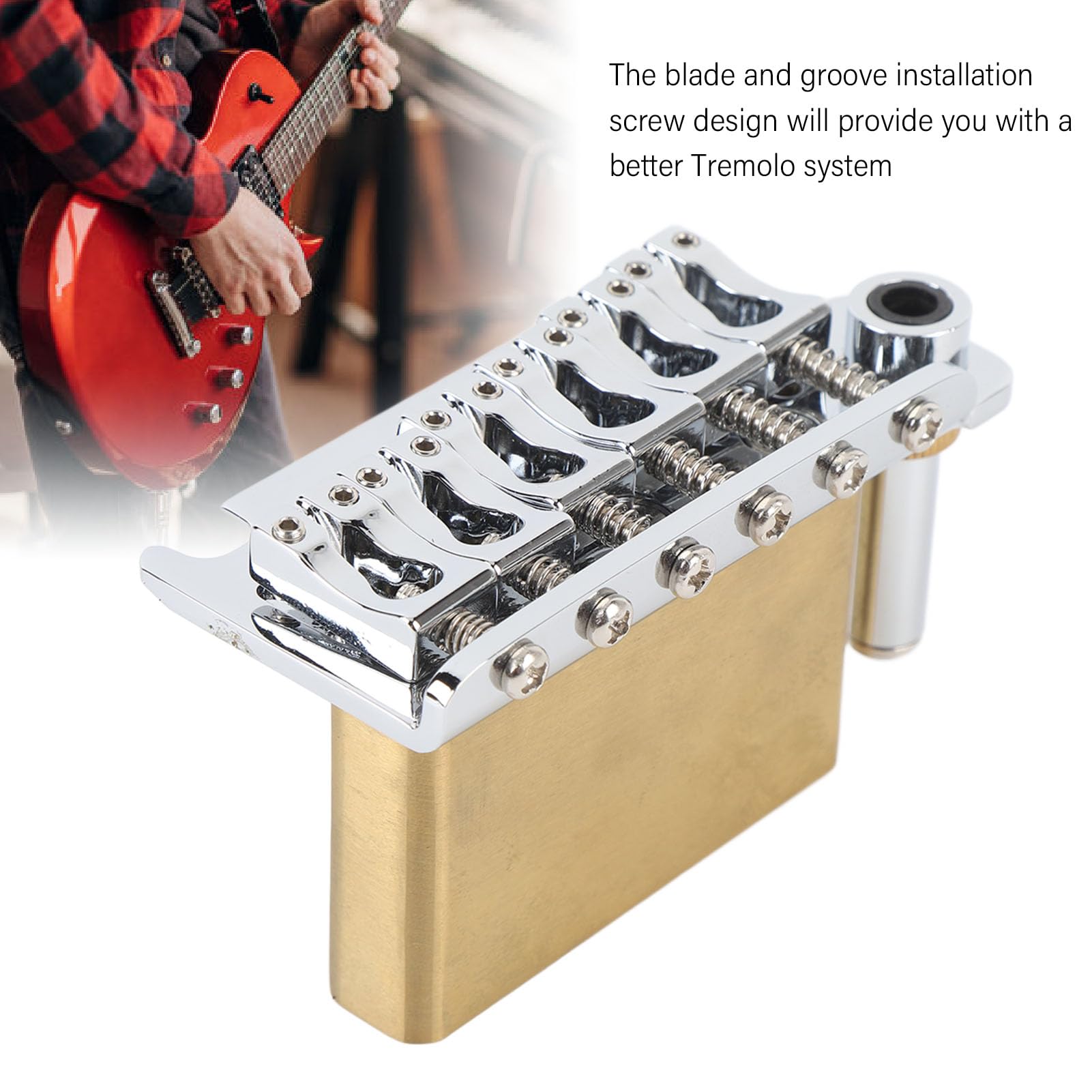 Puente de Trémolo de Guitarra, Puente Guitarra Eléctrico, Espaciado Cuerda 54 Mm, Unidad Tremolo Aleación Zinc Vibrato para Vibrato 6 Cuerdas Tailpiece