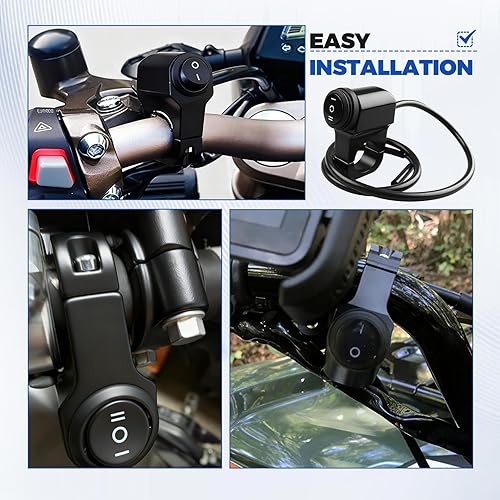 Vista 6 de Interruptor de faro delantero de motocicleta de ajuste de 3 velocidades, 12 V, 7/8 pulgadas, 0.866-0.906 in, impermeable, para motocicleta, ATV