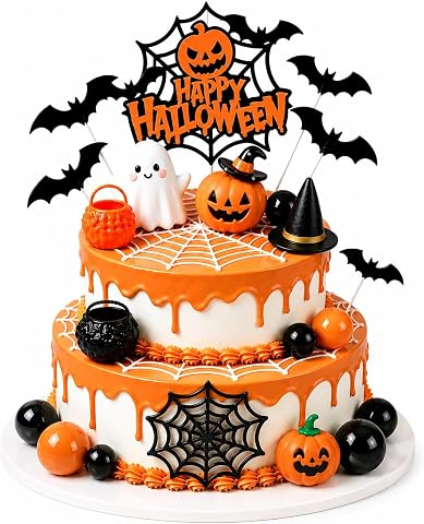 40 pcs Halloween Cake Toppers Decoration Set Pumpkin Ghost Bat
