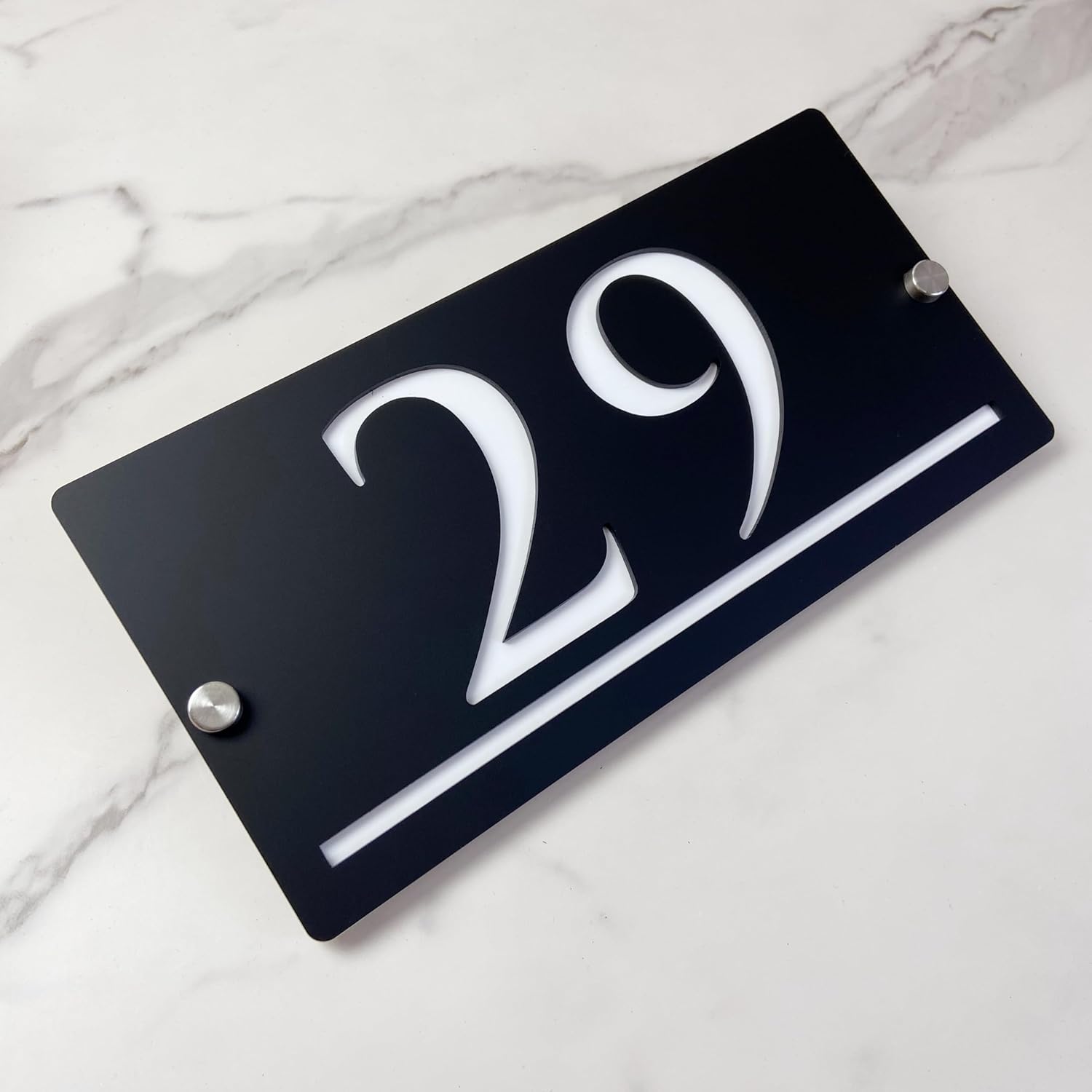 Custom Modern Two-Tone Acrylic 3D Floating House Numbers - Custom Address Plaque for Stylish Outdoor Décor - Weatherproof Home Number Sign for Curb Appeal (Black White)