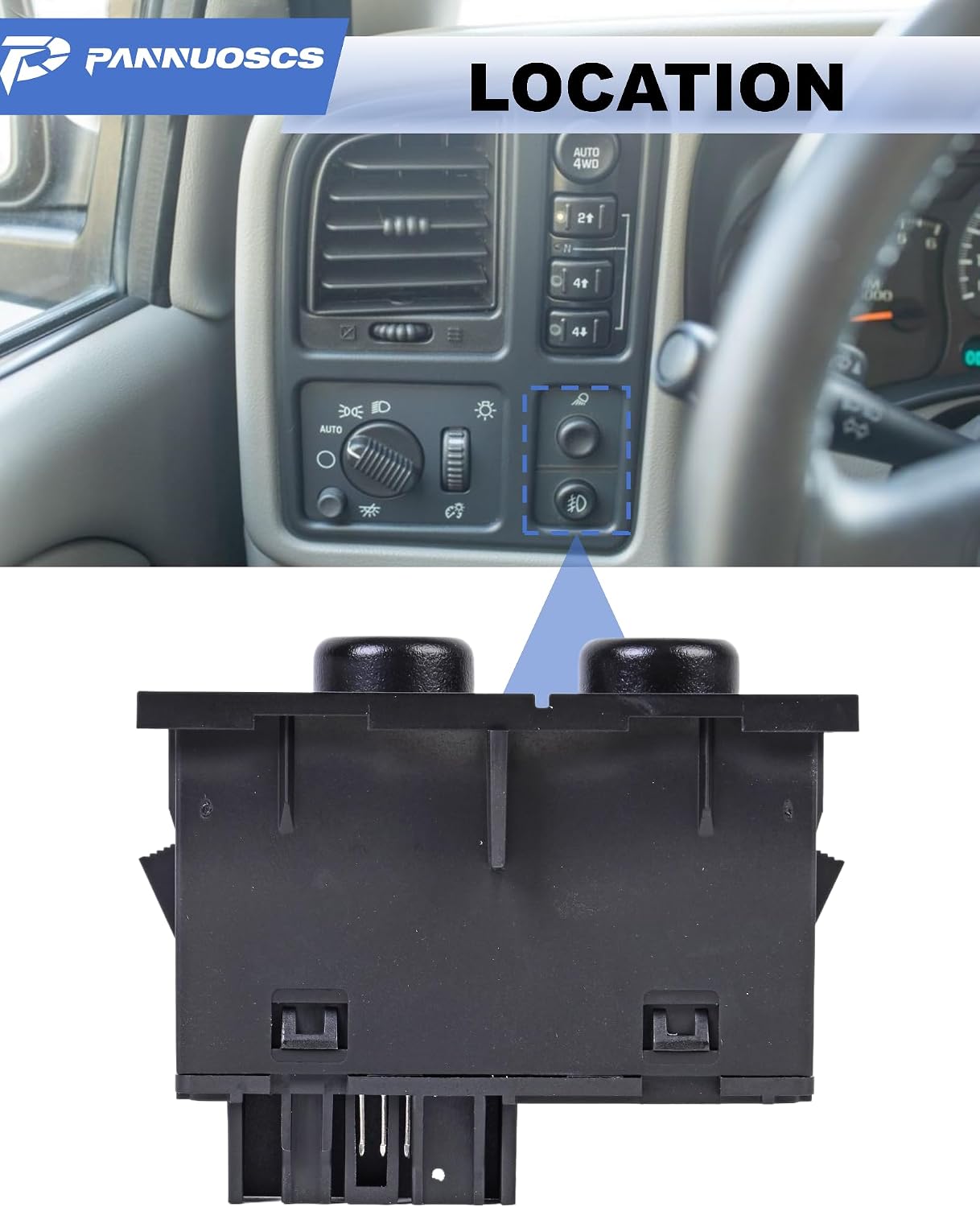 Fog Light Switch and Cargo Lamp Switch - Compatible with 2003-2006 Chevy Silverado 1500 2500 3500 GMC Sierra 1500 2500 3500 Cadillac Escalade - Replaces 15143597 15076588