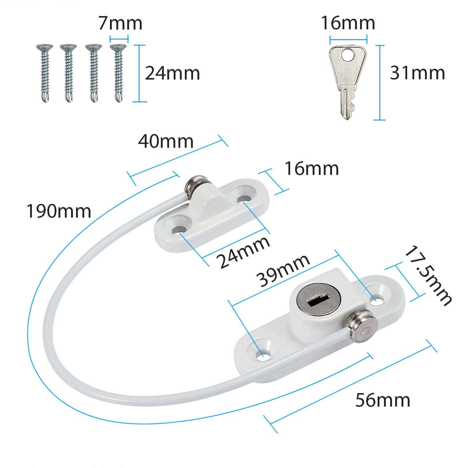 eSynic 4 PCS Window Door Lock Lockable Restrictor Child Baby Safety