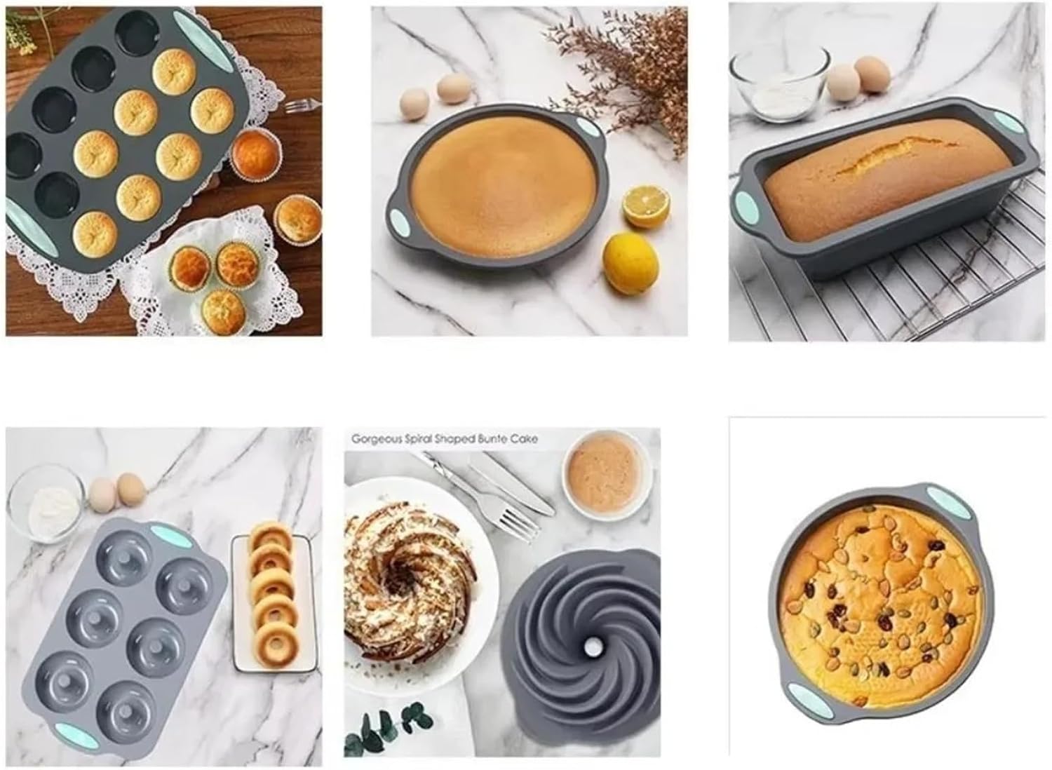 Eight styles of silicone bread and muffin pans,non-stick baking trays,wear-proof,easy to clean and unmold，perfect for cakes(8pc)