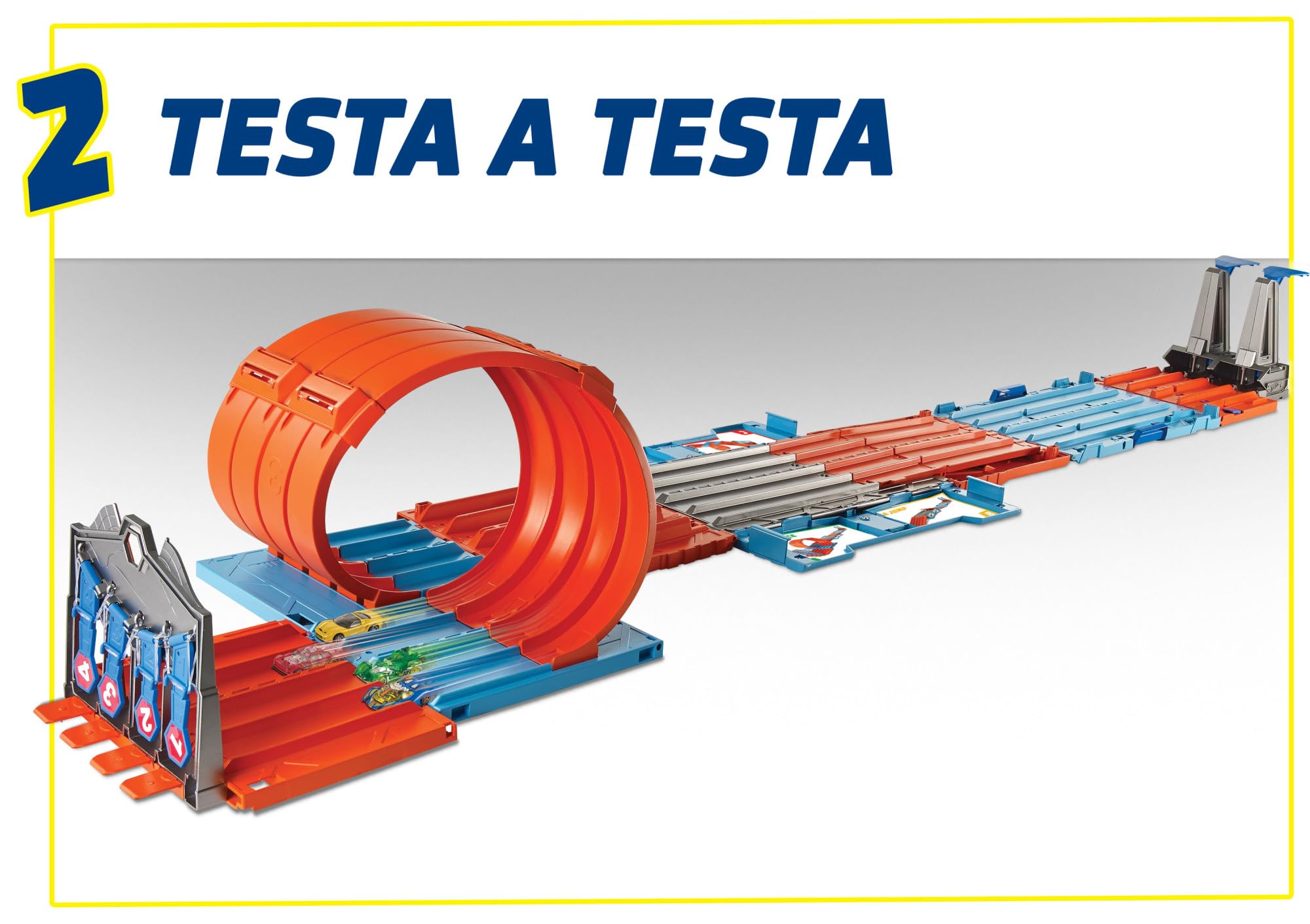 Hot Wheels - Set Multisfide, include 3 acrobazie in 1 set portatile componibili tra loro, con 2 macchinine Hot Wheels e accessori utilizzabil con altri playset, giocattolo per bambini, 6+ anni, GKT87