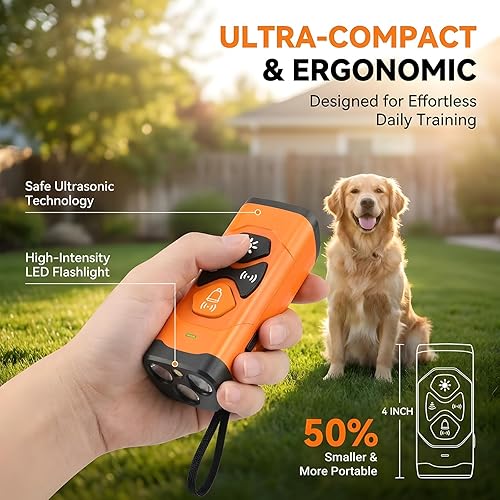 Miniatura 6 de Dispositivos disuasorios de ladridos para perros con botón de ladrido instantáneo, dispositivo ultrasónico antiladridos de 23 pies para perros,