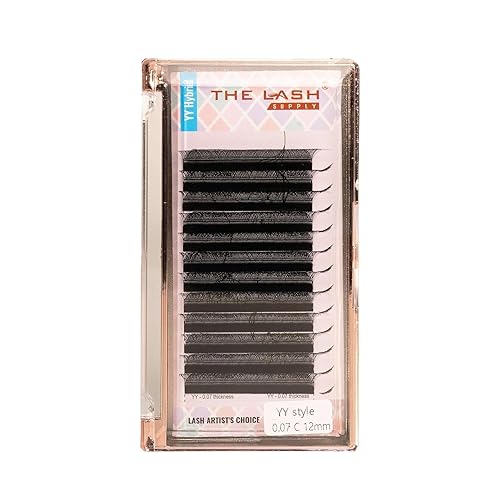 THE LASH SUPPLY YY - Extensiones de pestañas híbridas profesionales, rizo CD, 0.354-0.591 in de longitud, 0.07 de grosor, pestañas postizas negras
