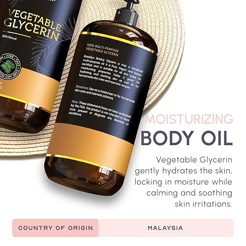 Miniatura 6 de Brooklyn Botany Glicerina vegetal para piel, cabello y uñas  Aceite corporal de glicerina vegetal pura, aceite para el cabello, humectante para la