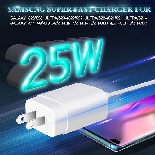 Miniatura 2 de Cargador súper rápido Samsung, bloque de carga rápida Samsung, paquete de 2 cargadores de pared USB C Samsung de 25 W, cable USBC rápido de 3 m para