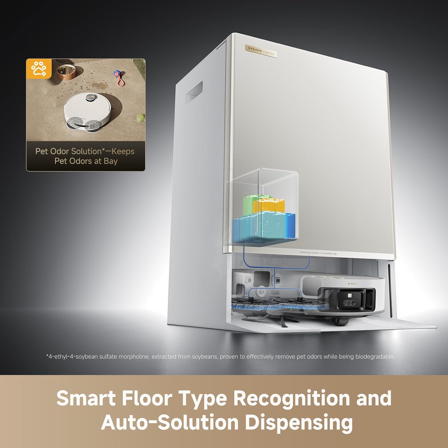 DREAME Robot Vacuum Cleaning Soluition, Pet Odor Solution, Safe and Gentle Natural Plant-Based Ingredients, 33.8 FL OZ(1L)