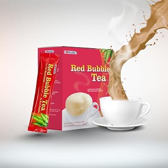 EDMARK ZERO Red Bubble Tea | Reduced Sugar Apple Flavor Chai Tea Ready to Drink | No Aspartame Proprietary Sweetener Blend | Low Calorie Indulgent Beverage | Bold Taste Experience | 20 Sachets/Box