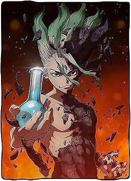 JUST FUNKY Dr. Stone Senku Ishigami 45 x 60 Inch Fleece Throw Blanket