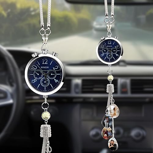 Vista 54 de AIFLM Adornos para colgar en el auto con fotos personalizadas, espejo estético personalizado, accesorios para el interior del automóvil, accesorios