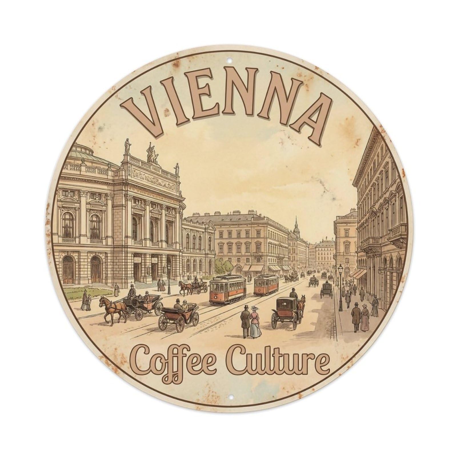 Vintage Travel Vienna Austria Relic Metal Tin Sign