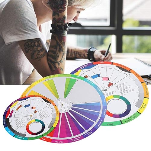Miniatura 4 de 3 unids Color Wheel Chart Guía de mezcla de colores Tatuaje Pigmento Suministros para Pintura Permanente Ceja Labio Cuerpo Tatuaje
