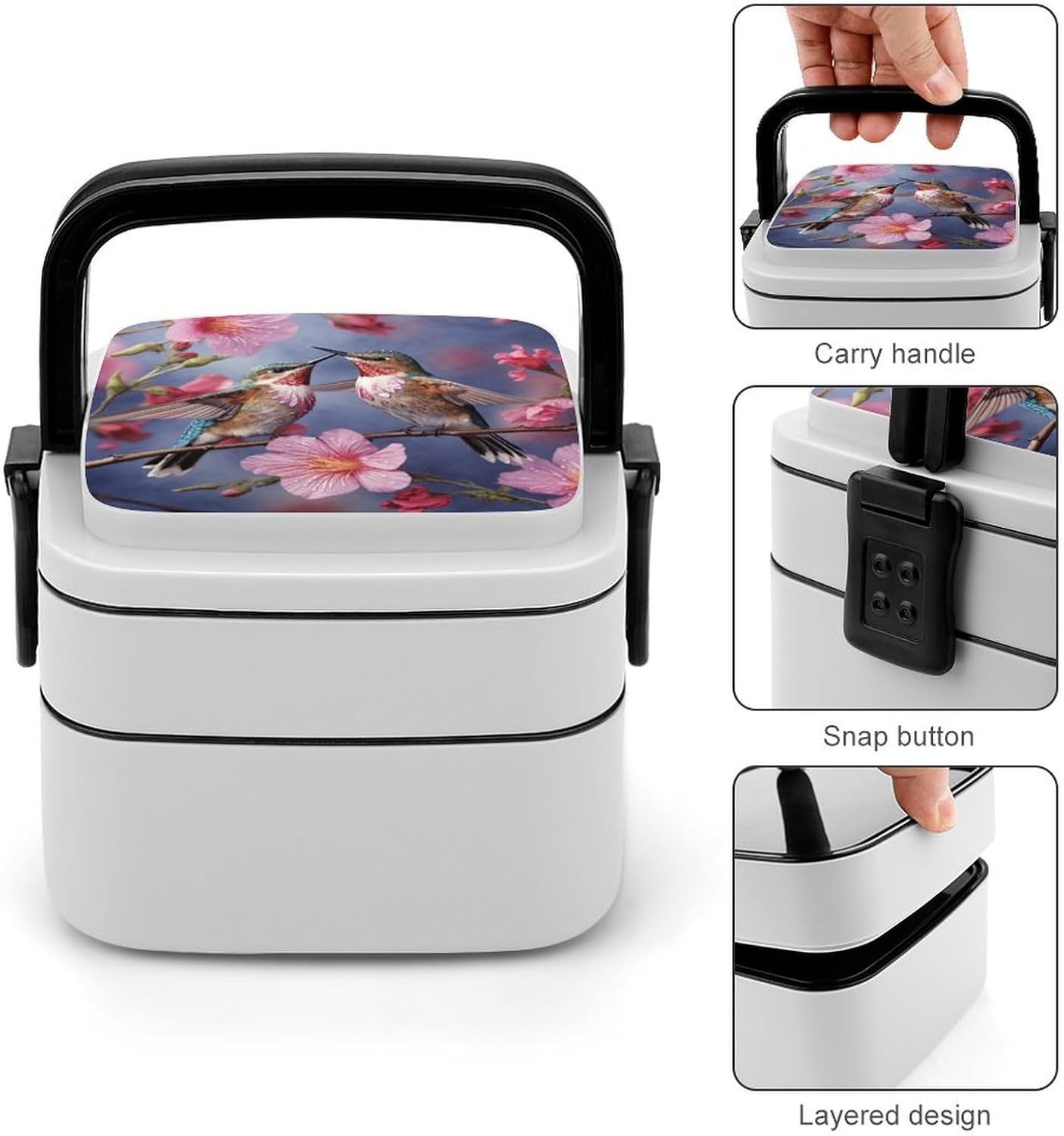Adults Lunch Box Adult Bento Box Stackable Bento Box BPA-Free Humming Birds Lunch Box Food Container Ideal for Meal Prep, Work, And On The Go