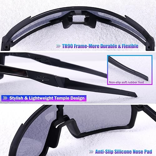 Miniatura 5 de Gafas de sol polarizadas de béisbol para jóvenes, TR90 con marco para niños y adolescentes, gafas de sol de sóftbol para correr y niños