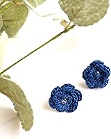 Vista 4 de Aretes de rosa para mujer, aretes de flor de moda con cristal de cuarzo transparente