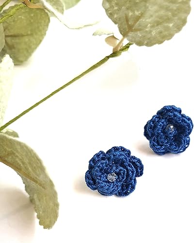 Miniatura 4 de Aretes de rosa para mujer, aretes de flor de moda con cristal de cuarzo transparente Blue