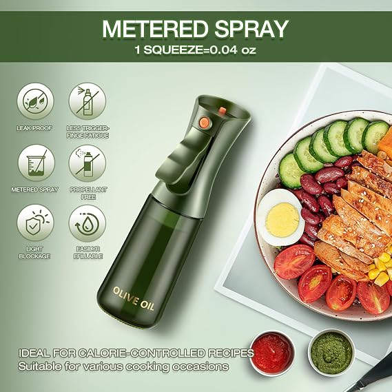 Olive Oil Oil Spray Bottle Glass (Olive Green, 225 ml)