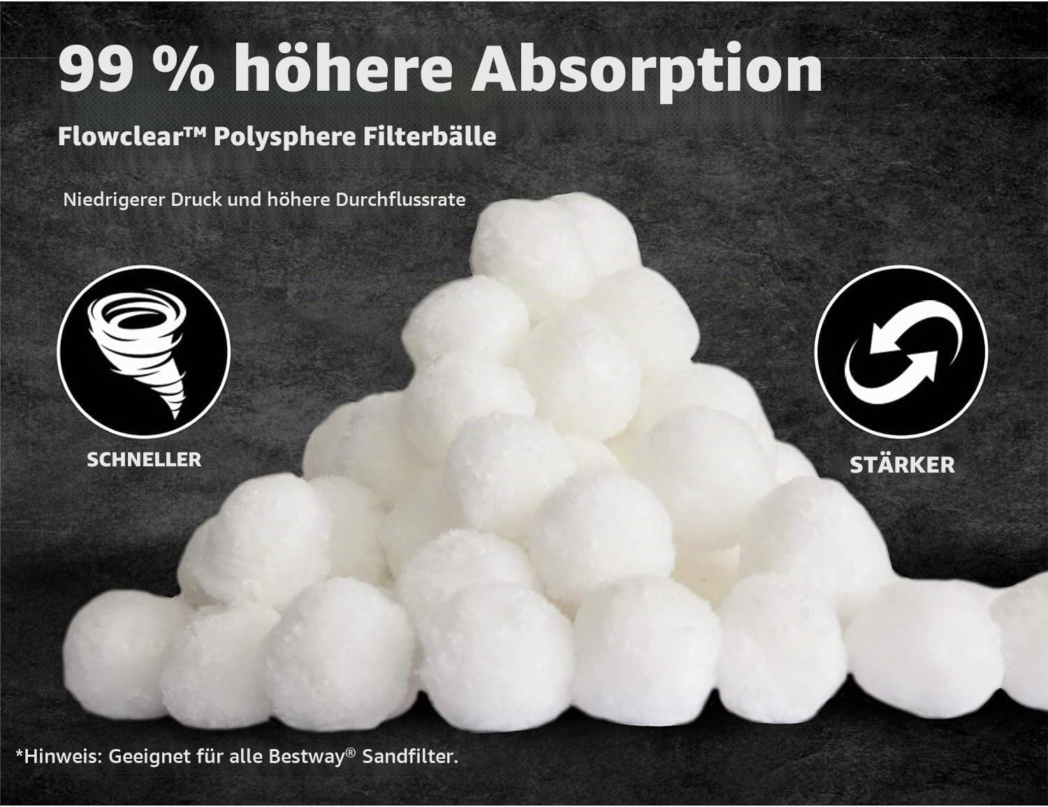 Bestway | Flowclear™ Polysphere™ Filterbälle | für Sandfilteranlage | 1000g | umweltfreundlicher Ersatz für Filtersand